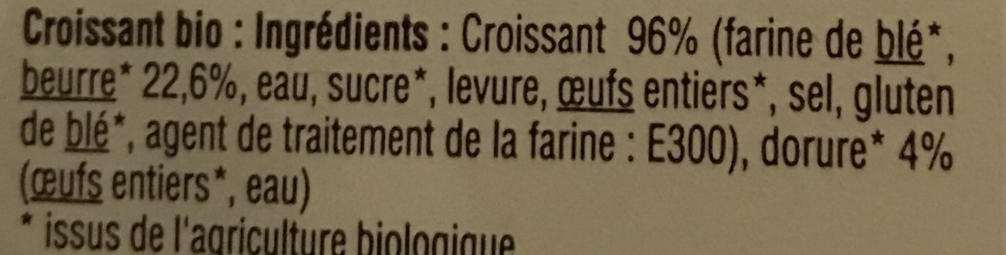 Croissants pur beurre bio - Ingrediënten - fr