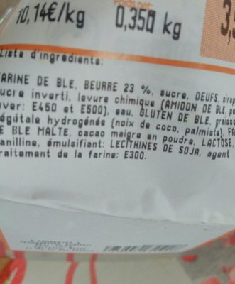 Madeleine saveur chocolat - Ingredients - fr