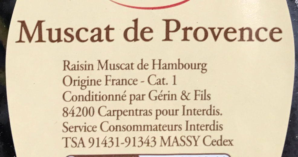 Muscat de Provence - Ingredienser - fr