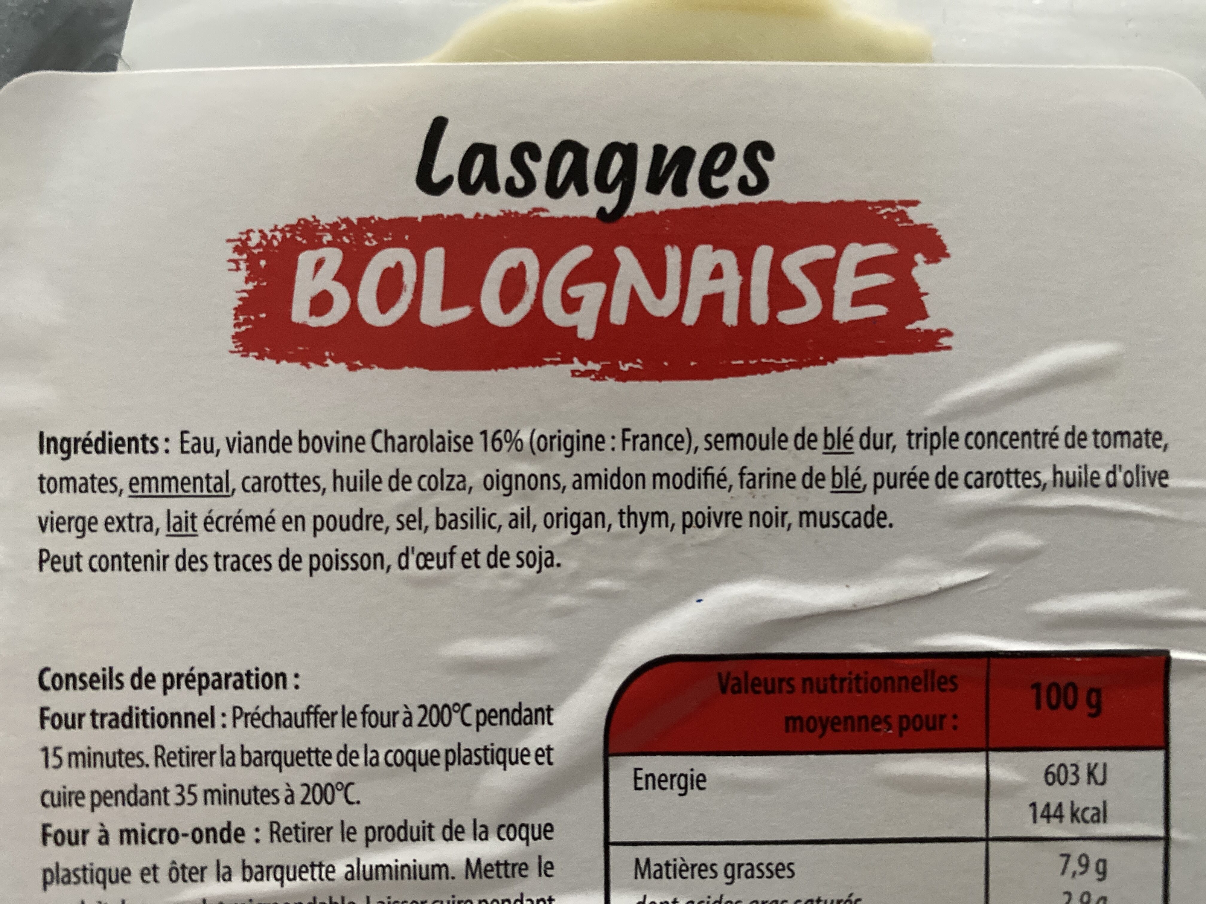 Lasagnes bolognaise - Ingrediënten - fr
