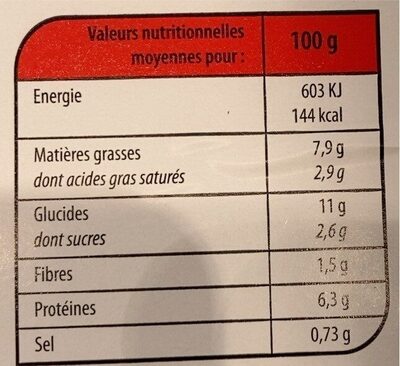 Lasagnes bolognaise - Voedingswaarden - fr