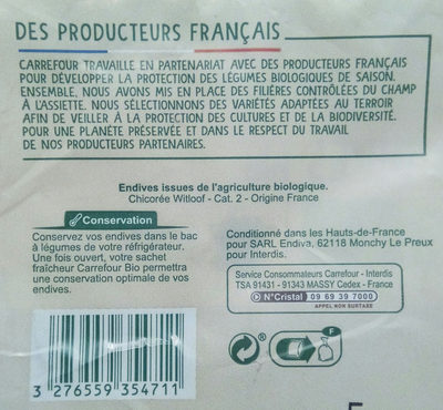 Endives bio - Ingredients - fr