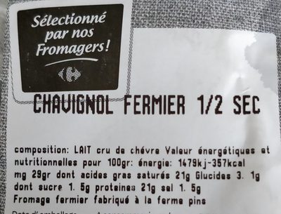 Chavignol fermier 1/2 sec - Ingredients - fr