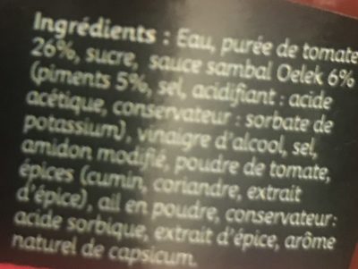 Sauce ketchup harissa - Ingrédients