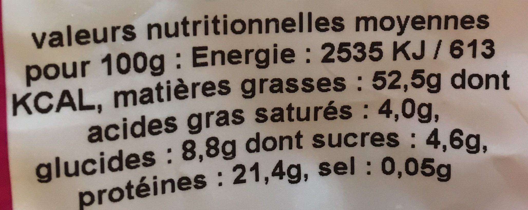 Amandes Entières Blanchies - Nutrition facts - fr