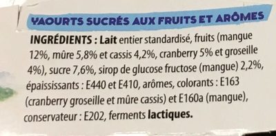 Yaourts Fruits d'été au lait de savoie - Ingredients - fr