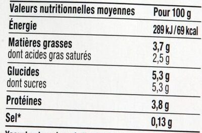 Yaourt Bio nature au lait entier - Voedingswaarden - fr