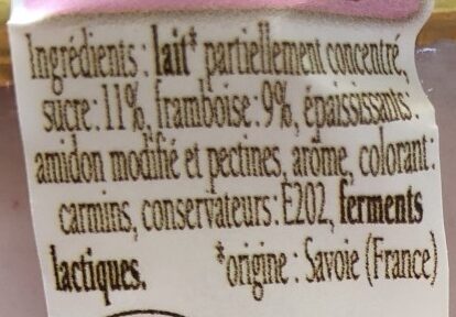 Yaourt a la framboise - Ingredients - fr