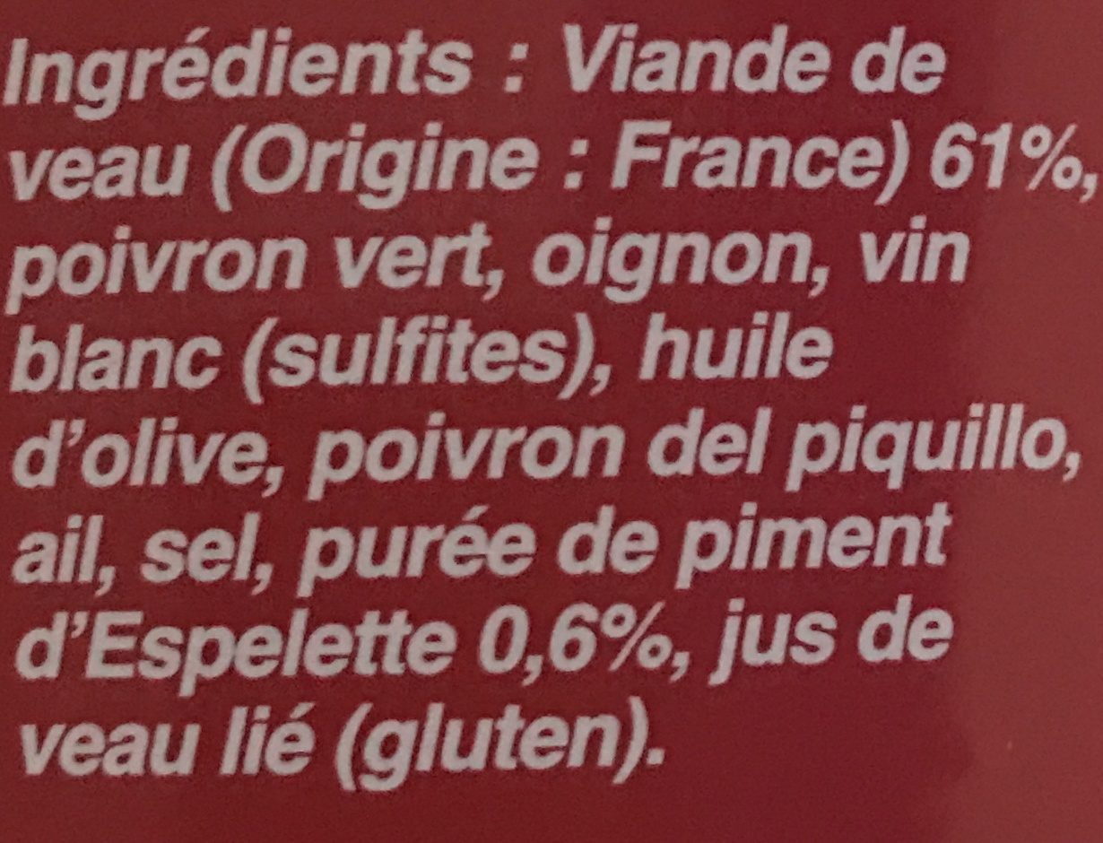 Axoa de veau - Ingredients - fr