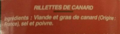 EDERKI : Rilettes de Canard - Ingredients - fr