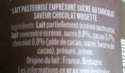 Emprésuré au chocolat saveur noisette - Ingredienser - fr