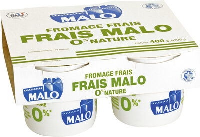 Fromage Frais Nature Malo 0%* *matières grasses sur produit fini - Produit
