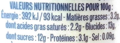 Yaourt au Lait Entier saveur Vanille - Nutrition facts - fr