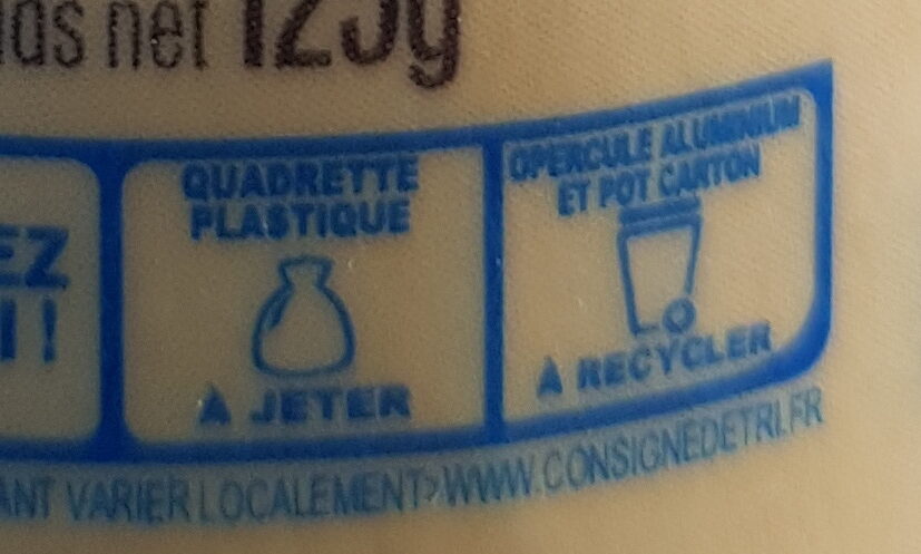 Yaourt au lait entier saveur vanille - Recycling instructions and/or packaging information - fr