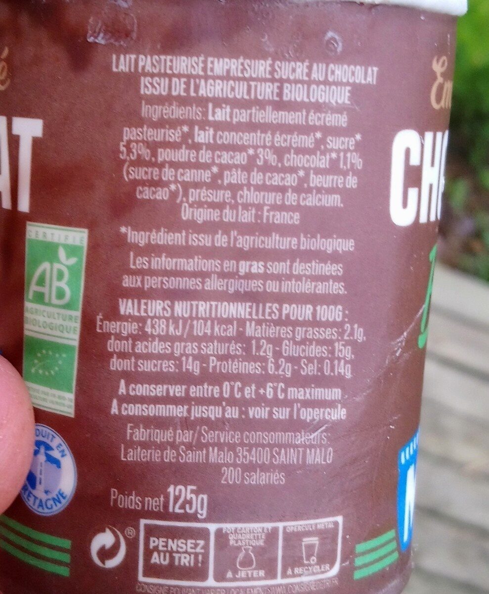 Emprésuré chocolat bio - Nährwertangaben - fr