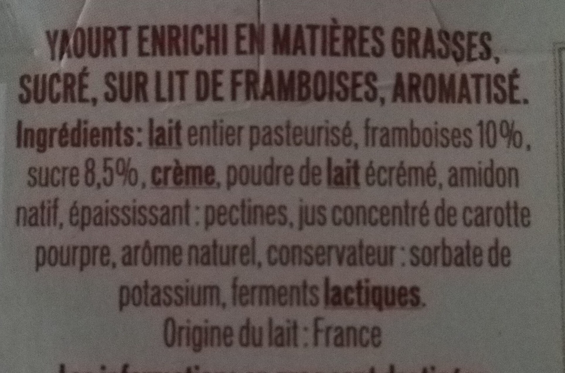 Le crémeux framboise - Ingredients - fr