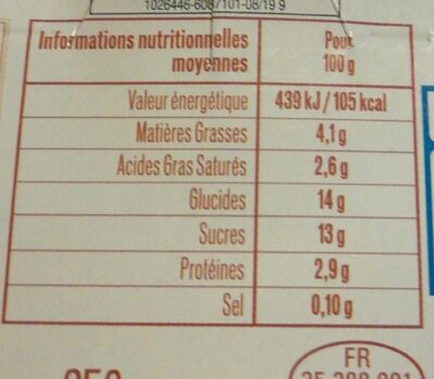Le crémeux framboise - Nutrition facts