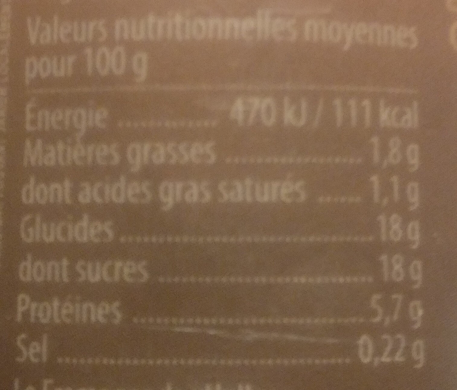Les miamandises chocolat - Näringsfakta - fr