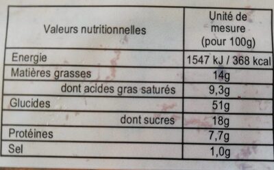 Brioche Tranchée Tressée Pur Beurre Aux Pépites De Chocolat - Nutrition facts - fr