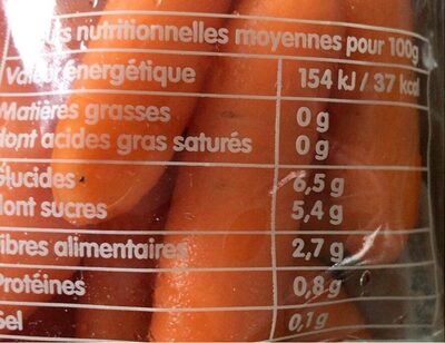Baby carottes bio de france - Voedingswaarden - fr