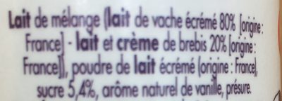 Caillé Vanille - Ingredienser - fr