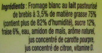 Fromage Blanc Le P'tit Brebis (3,1% MG) - (4 pots) 240 g - Ingrédients