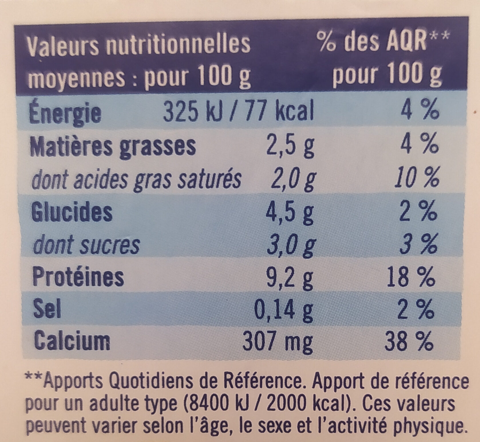 Skyr nature au lait de brebis - Voedingswaarden - fr
