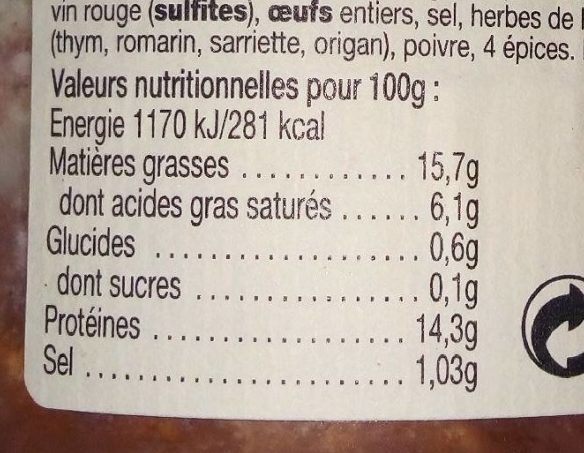 Chevreuil aux champignons - Nutrition facts - fr