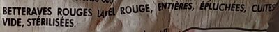Betteraves rondes Label Rouge sous vide - Ingredients - fr