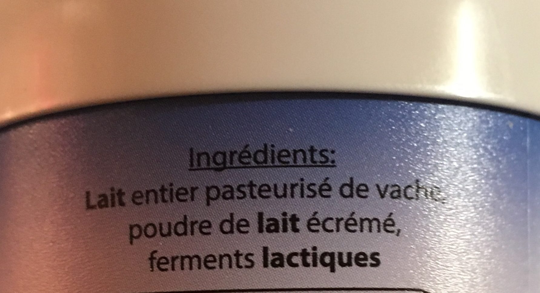 Yaourt nature au lait entier ALPELAIT - Ingredients - fr