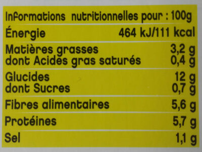 Salade de lentilles et son Emincé d'Oignons - Voedingswaarden - fr