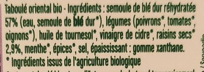 Taboulé oriental à la menthe douce - Ingredients - fr