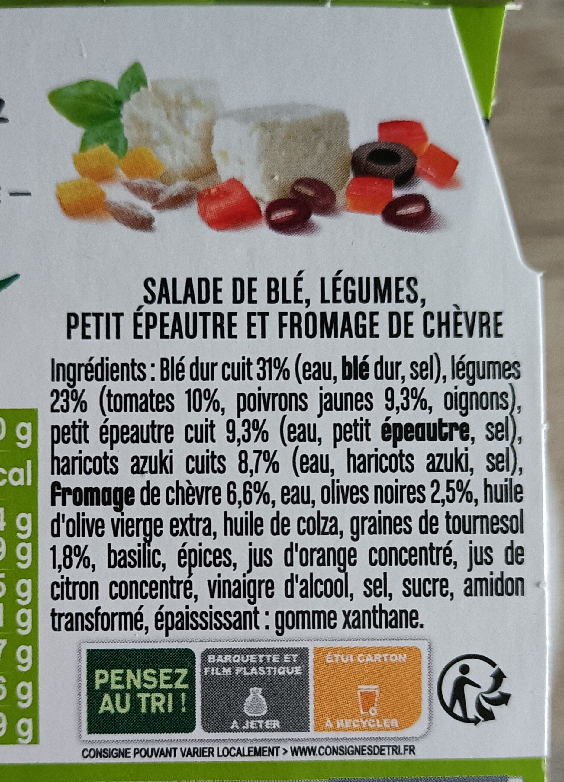 Veggie blé & petit épeautre chèvre - Ingredients - fr