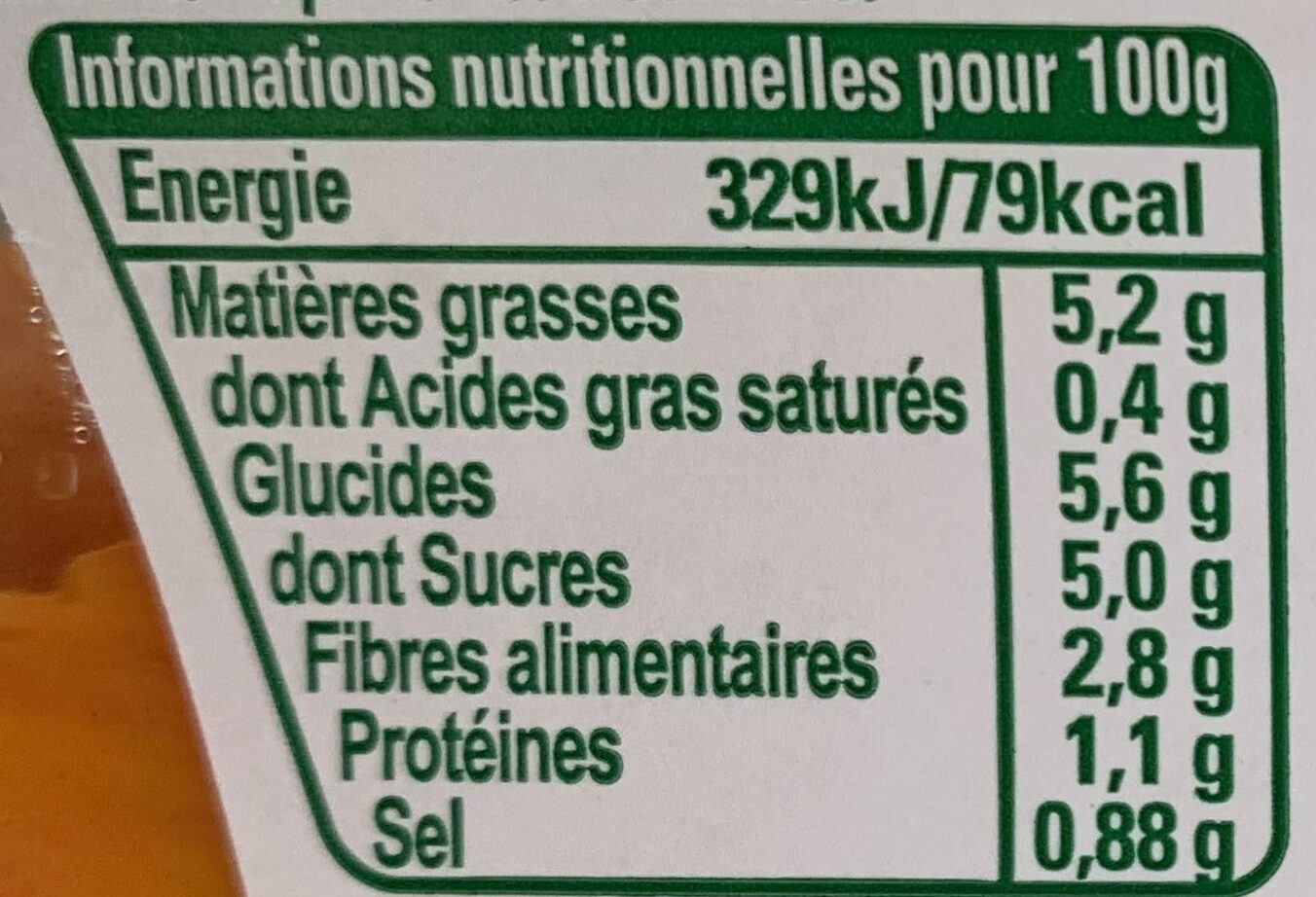 Mes Carottes râpées à la Ciboulette - Nutrition facts - fr