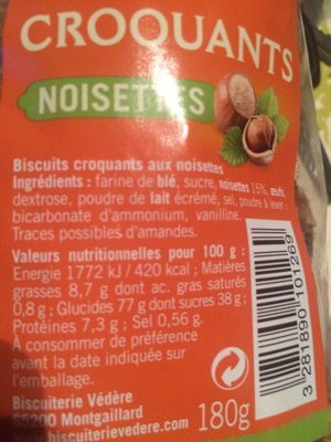 Croquants noisettes BISCUITERIE VEDERE - Ingrediënten - fr