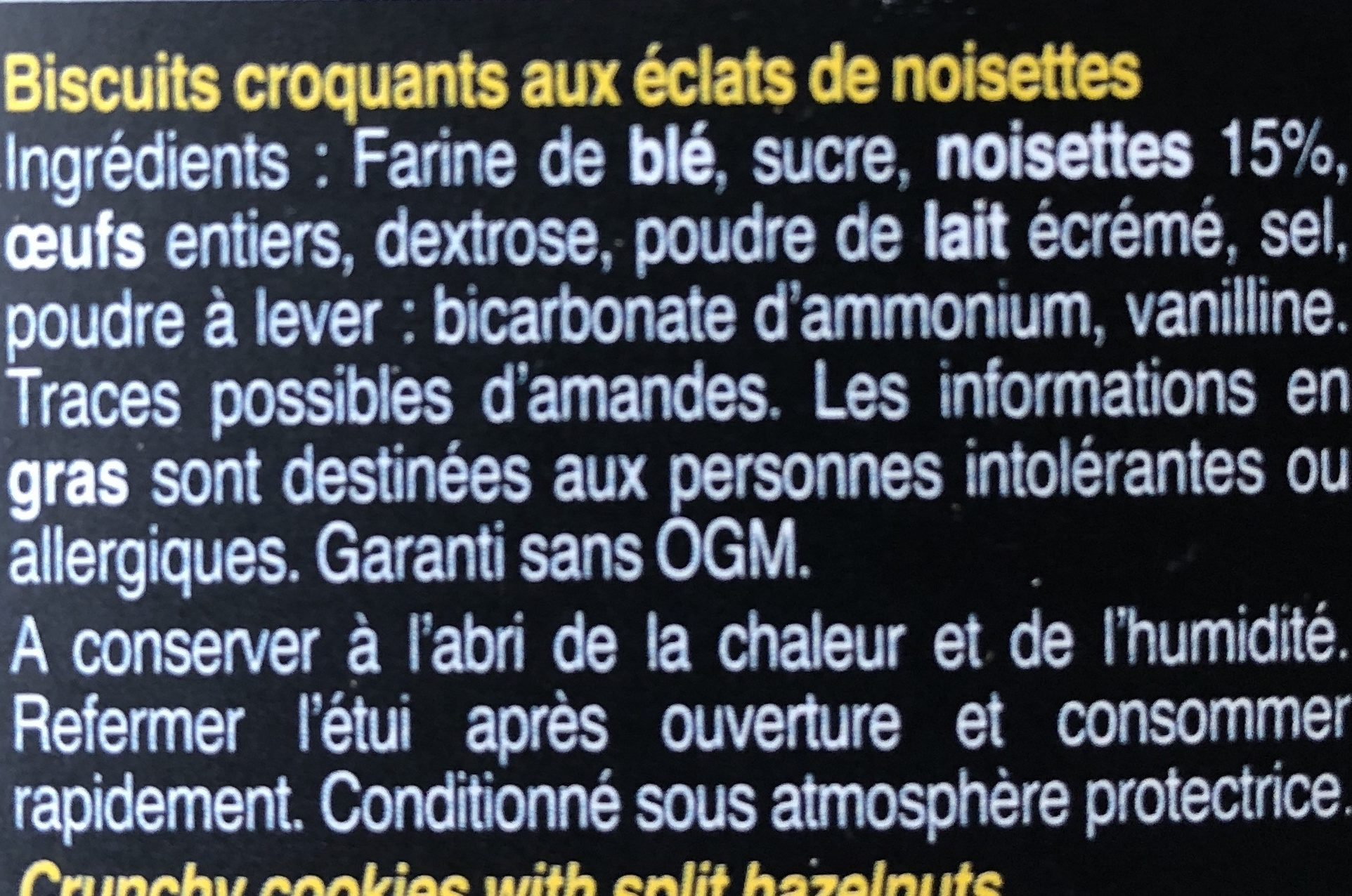 Croquants noisettes - Ingredients - fr
