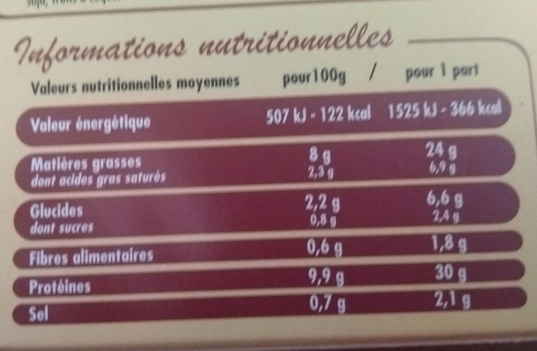 Langue de boeuf sauce madère - Nutrition facts - fr