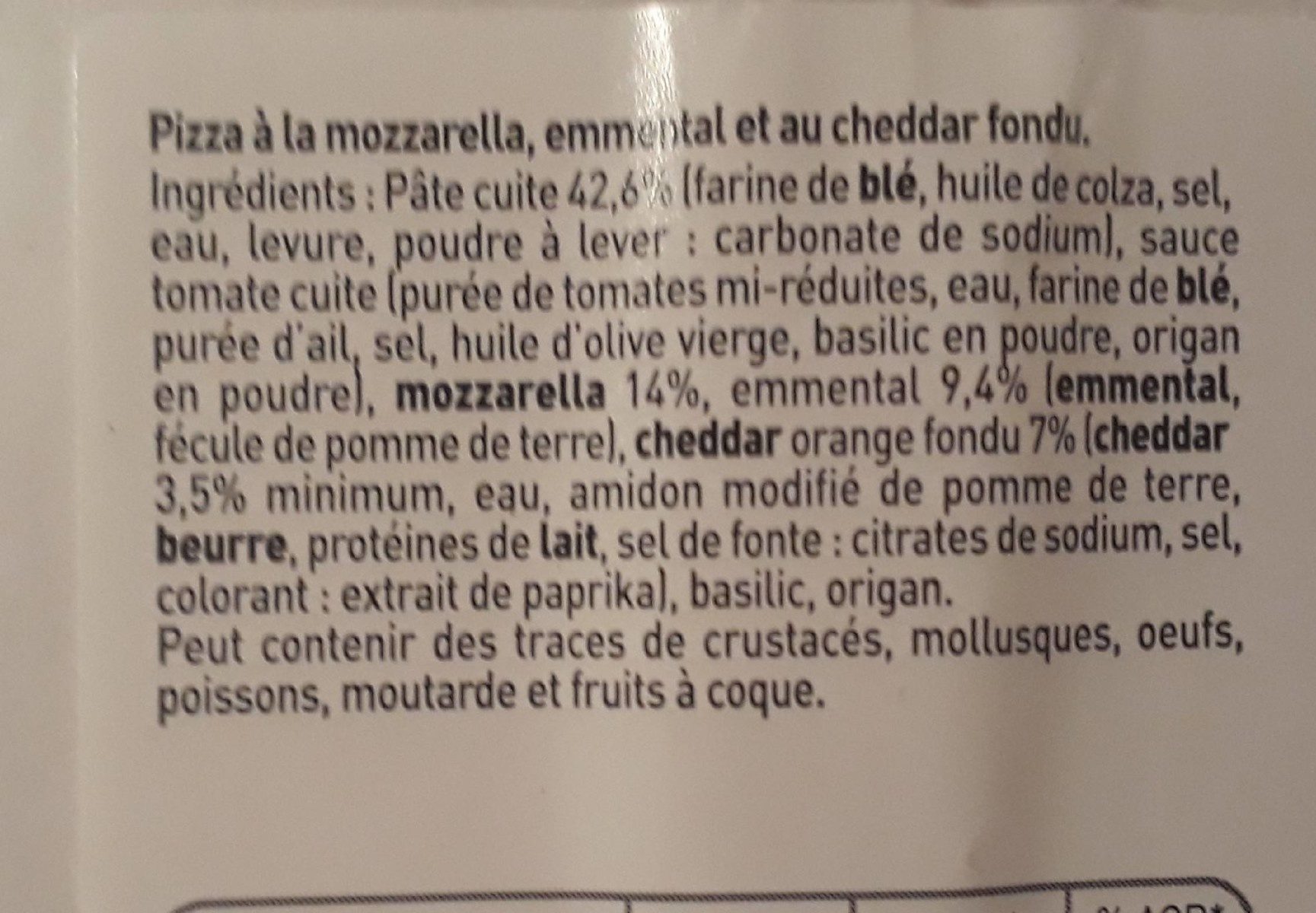 Pizza 3 fromages - Ingredients - fr