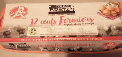 12 Œufs Fermiers de poules élevées en Bretagne - Produit