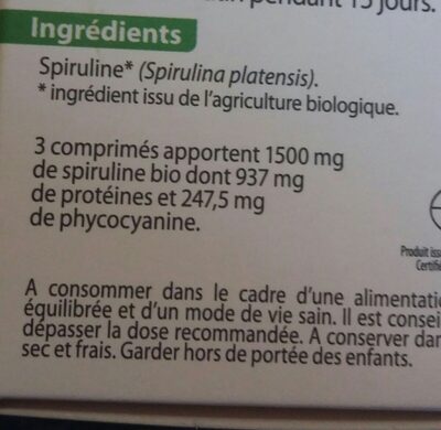 Spiruline végétale - Ingredients - fr
