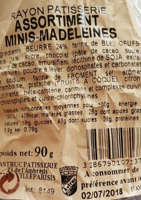 Minis madeleines - Ingrédients