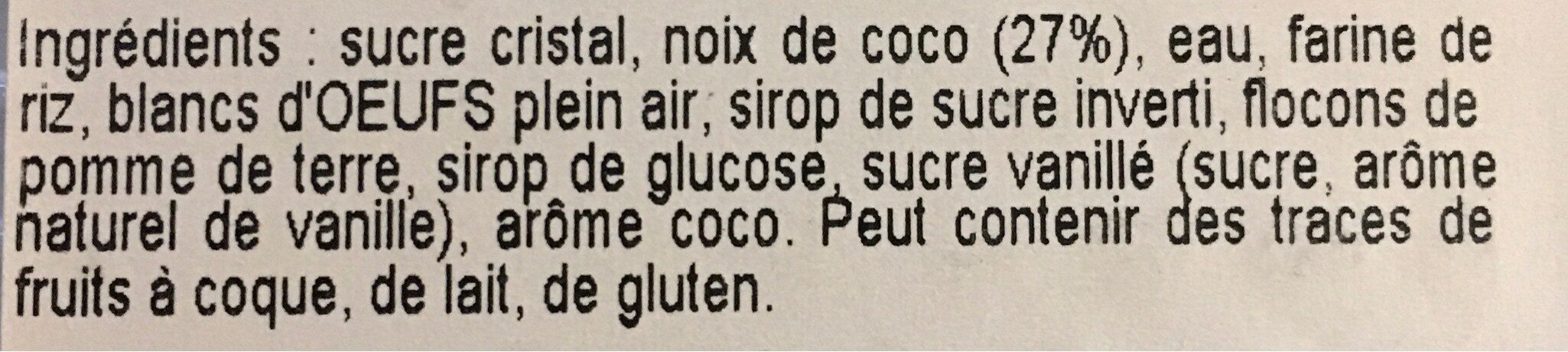Rochers coco - Zutaten - fr