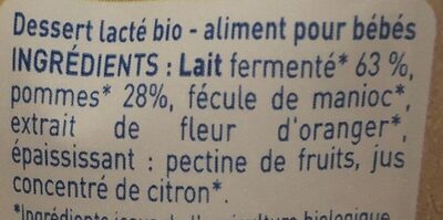 Brassé pomme fleur d'oranger a base de lait de vache francais - Ingrediënten - fr