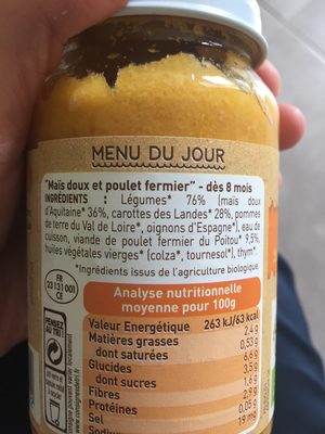 Maïs doux & poulet fermier du Poitou dès 8 mois - Ingredients - fr