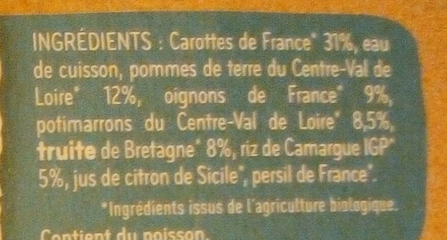 Carotte, Potimarron du Centre-Val de Loire & Truite de Bretagne - Ingredients - fr