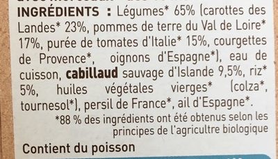 Carottes des Landes Pommes de Terre & cabillaud - Ingredients - fr