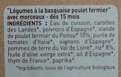 Légumes à la basquaise & poulet fermier - Ingrediënten - fr