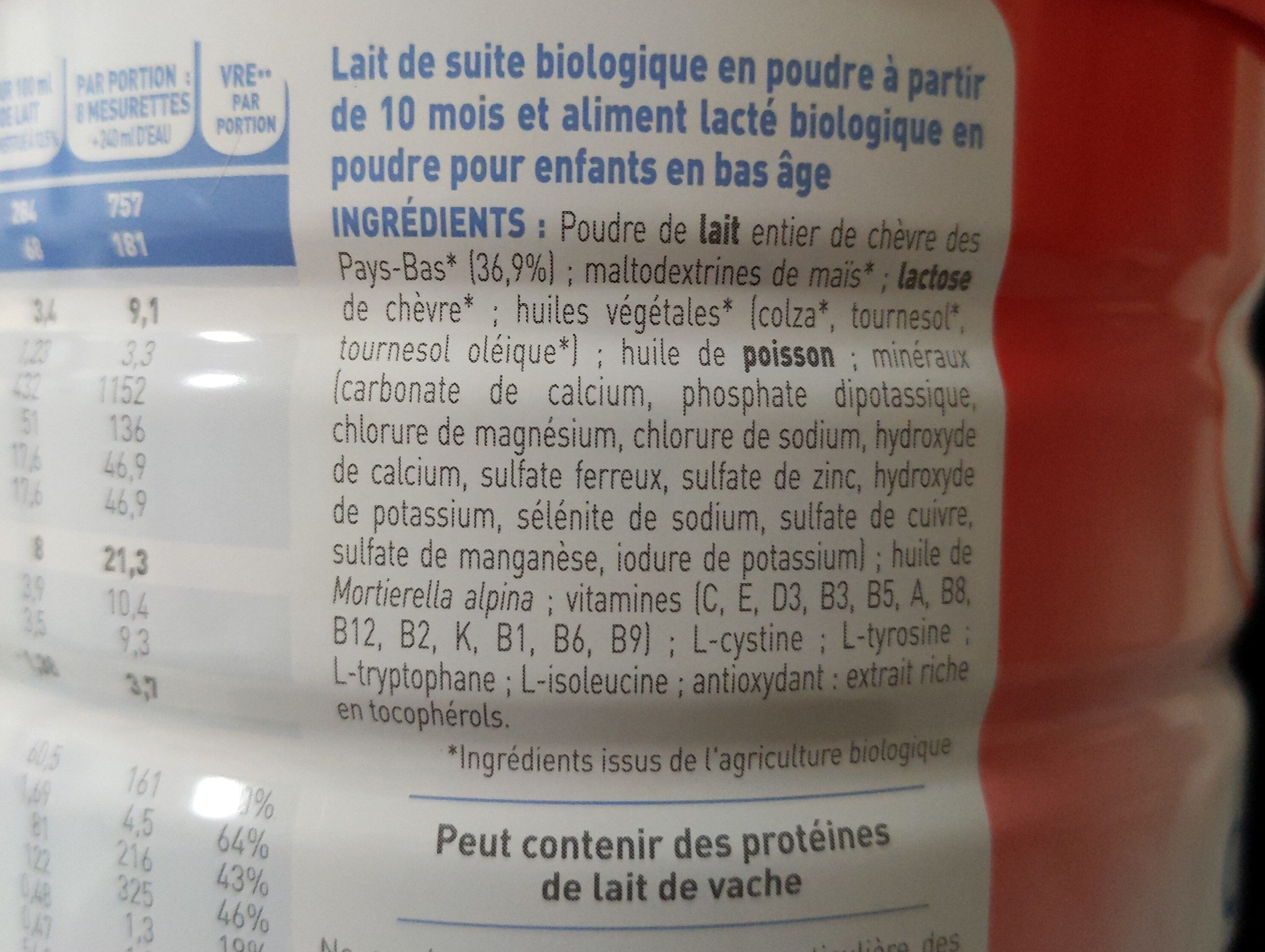 Caprea croissance au lait de chevre 3 - Ingredients - fr