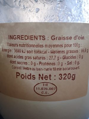 Graisse d'Oie - Ingredients - fr