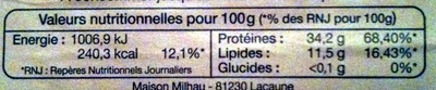 Quart de Jambon sec tranché - Nutrition facts - fr